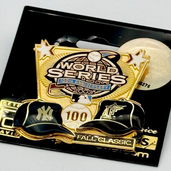 2003 World Series 100th Anniversary Marlins Yankees Baseball Pin - Picture 2 of 4